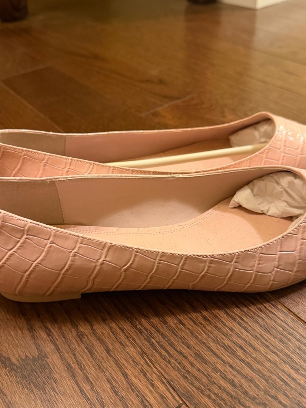 Dune London Croc-Embossed Ballet Flats - Blush